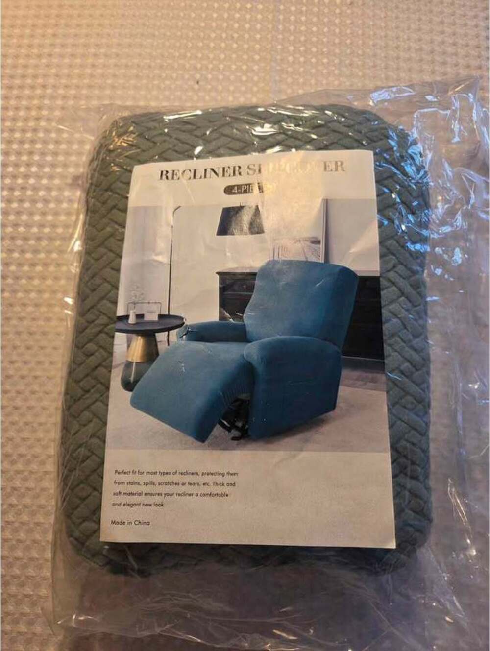 New 4-Piece Quilted Recliner Slipcover - Sage Green [COPY]